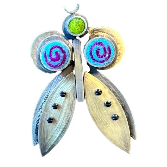 Michele Friedman Wool Felt Sterling Dragonfly Brooch - Picture 1 of 9